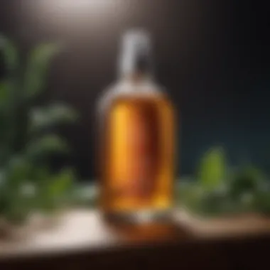 Topical Treatments for Enhanced Hair Growth An elegant bottle of topical treatment surrounded by natural ingredients known for promoting hair vitality.