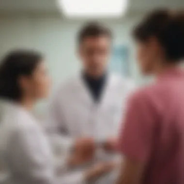 Consulting Healthcare Professionals A healthcare professional advising a patient in a clinical setting