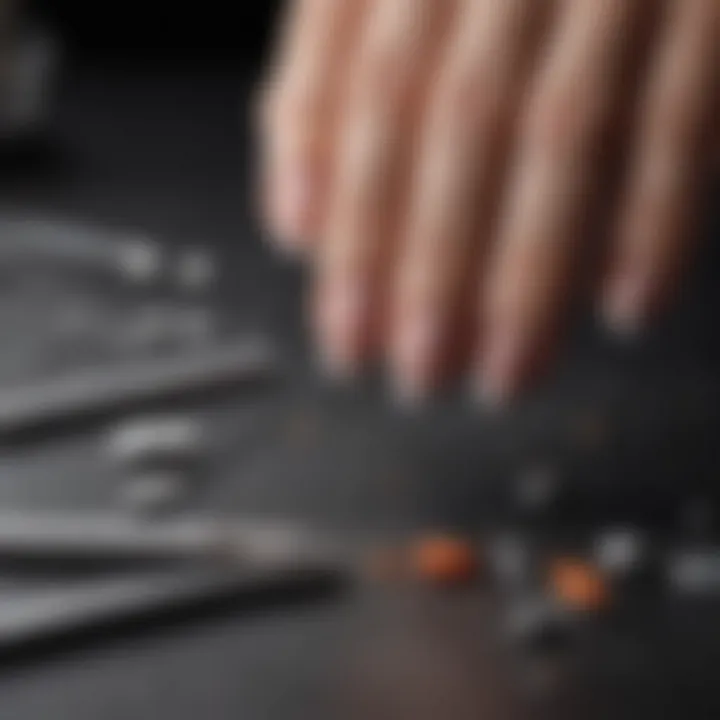 Set of application tools for French nails with detailed instructions.