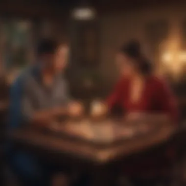 Cozy Indoor Date Night A cozy indoor setting with candlelight and board games