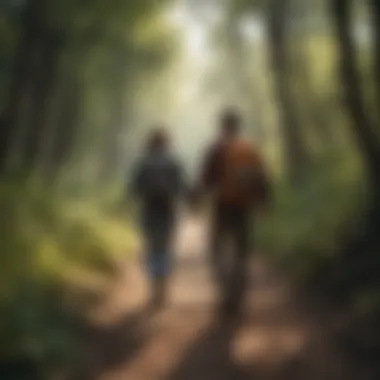 Couple hiking on a beautiful nature trail