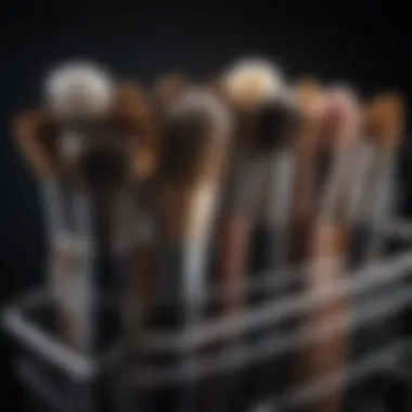 A shopping cart filled with various makeup brushes, emphasizing affordability.