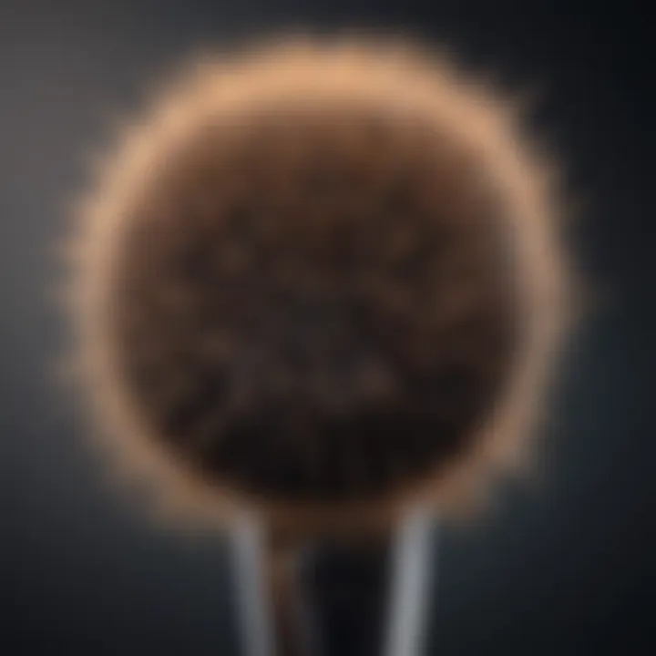 A close-up of the bristles on a high-end makeup brush contrasted with those of a dupe.