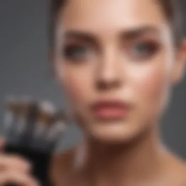 A beauty enthusiast testing out makeup brushes on a palette.