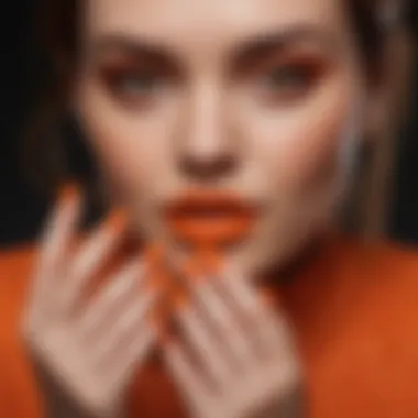Seasonal Display of Orange Nail Shades A seasonal display of orange shades suitable for various occasions.
