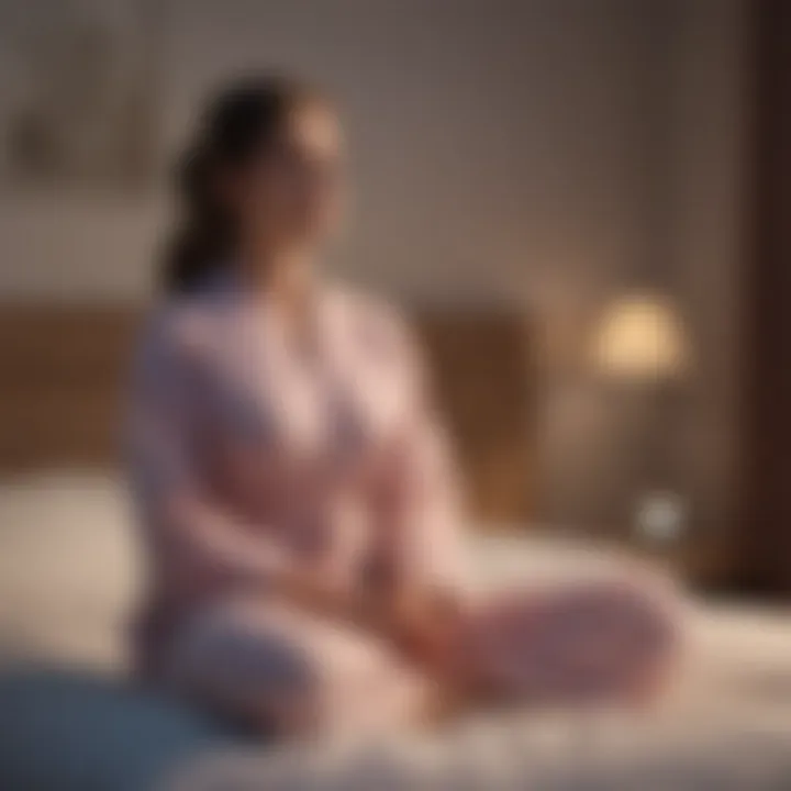 Mindful individual meditating before bedtime for better viewing experiences