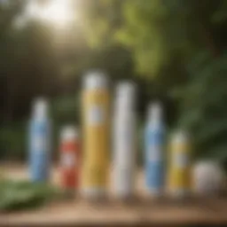 Aesthetic display of Supergoop sunscreen products outdoors