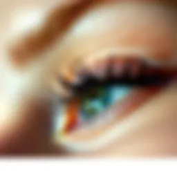 Close-up view of soft eyelashes accentuating eye beauty