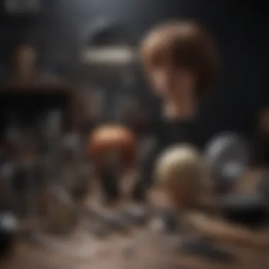 Wig Maintenance Tools Aesthetic presentation of various wig maintenance tools