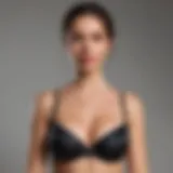 Stylish backless adhesive bra displayed elegantly