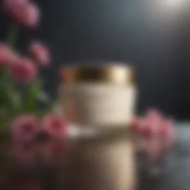 Luxurious body cream jar with floral elements