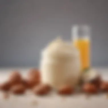 Close-up of natural ingredients like shea butter and almond oil