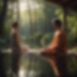 Serene setting for a couple engaging in reflection