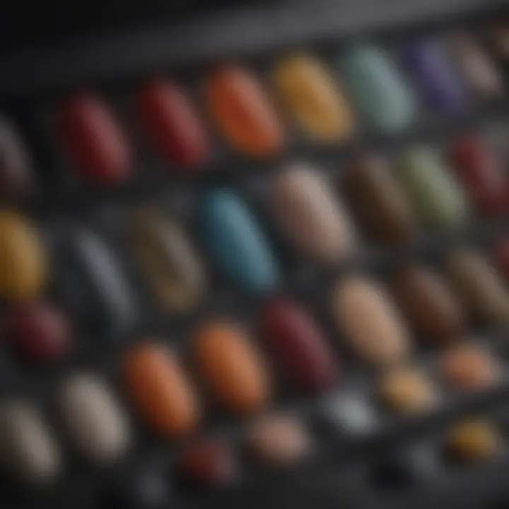 Palette of colors representing historical nail color choices
