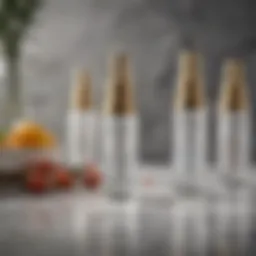 An elegant display of premium anti-aging serums on a marble countertop.