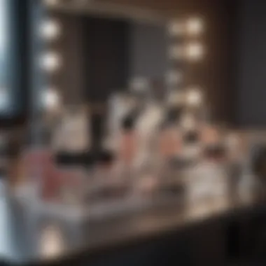 Elegant Organization in Acrylic Design Sleek acrylic makeup table showcasing organized beauty products