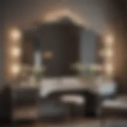 Elegant vanity setup with mirrors and stylish decor