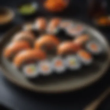 Exquisite Sushi Rolls on Decorative Plate