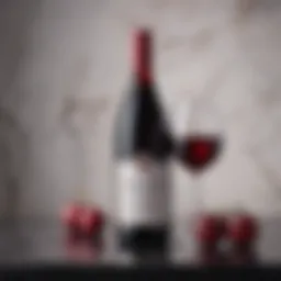 Elegant non-alcoholic red wine bottle displayed on a marble table