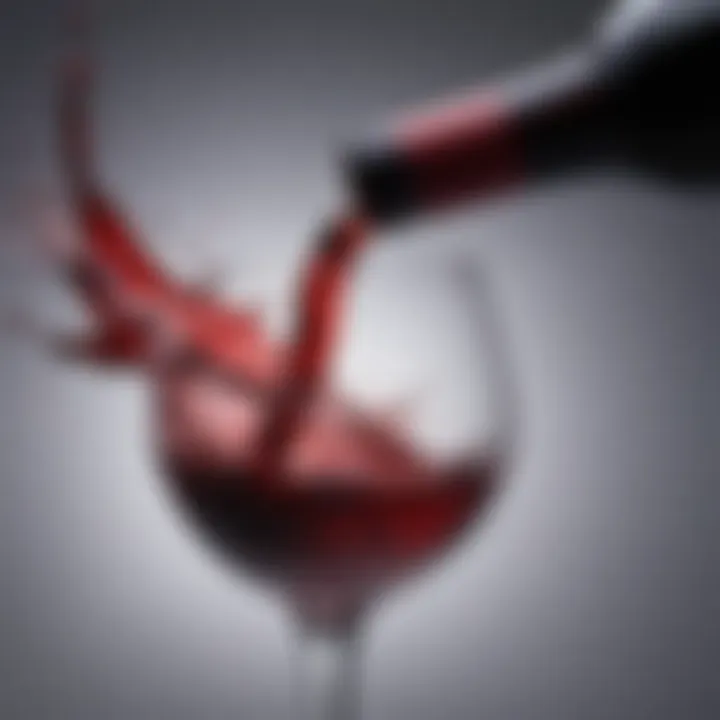 A refined glass of non-alcoholic red wine with swirling aromas