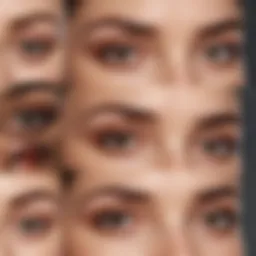 A close-up of various eyebrow tint shades arranged aesthetically