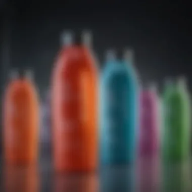 An array of shampoo bottles specifically formulated for thin, dry hair