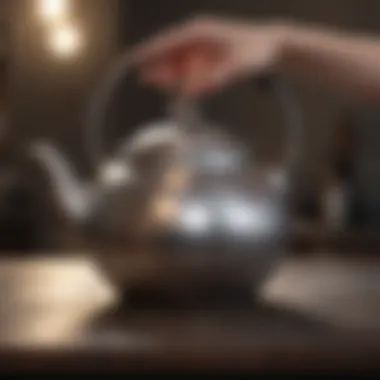 Teapot Cleaning Result Gleaming silver teapot after thorough cleaning process