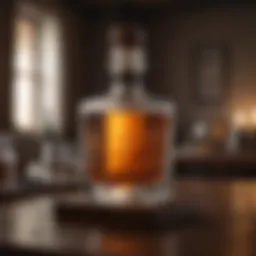 Sleek whiskey decanter on wooden table