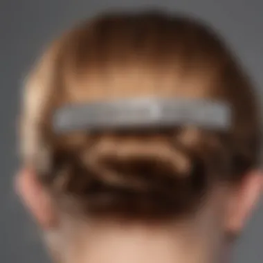 Close-up of a hair barrette elegantly securing fine hair, demonstrating its effectiveness