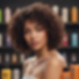 Curly hair products display showcasing various brands