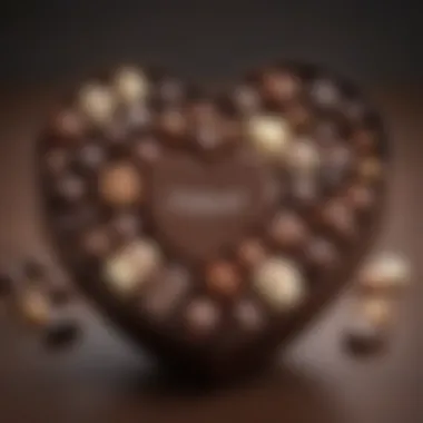 Creative heart-shaped gourmet chocolate box filled with assorted treats