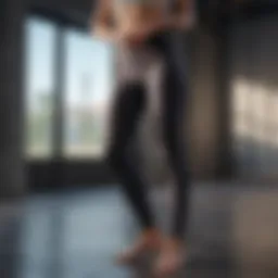 Stylish high waisted yoga pants in an active setting