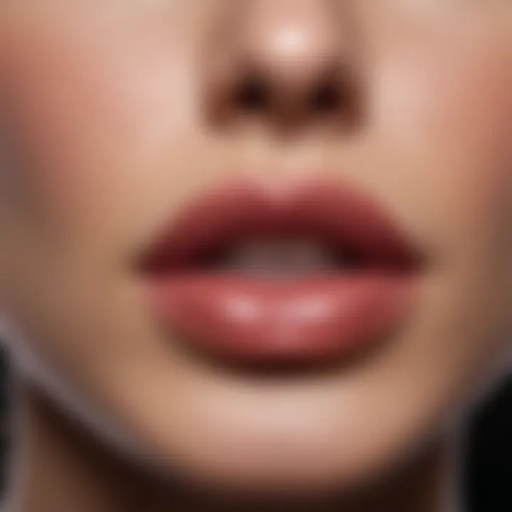 Close-up of beautifully enhanced lips with lip gloss