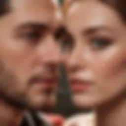 A close-up of a couple sharing a meaningful glance