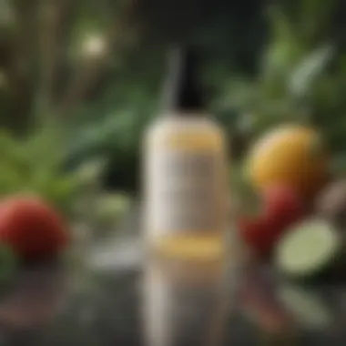 Hydrochloric acid cream bottle surrounded by natural botanical ingredients