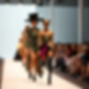 A fashion runway featuring avant-garde outfits that challenge norms