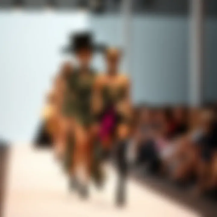 A fashion runway featuring avant-garde outfits that challenge norms