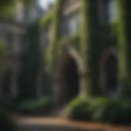 Ivy-covered Gothic building on college campus