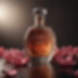Elegant perfume bottle with rose petals