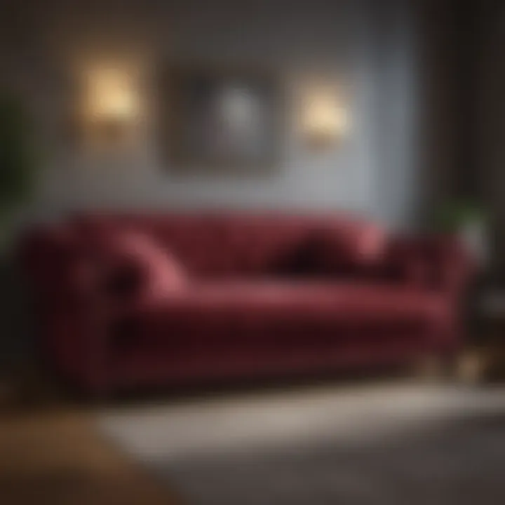 Luxurious velvet slipcover on a plush couch