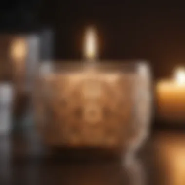 Close-up of a luxury spa candle with intricate design