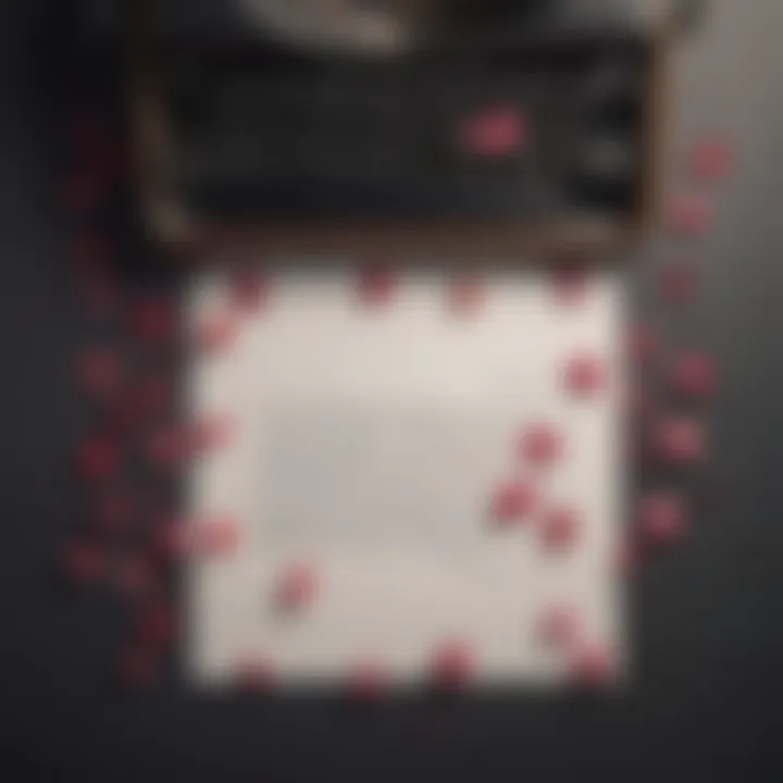 Lyric brainstorm - Vintage typewriter with blank sheet of paper and scattered rose petals