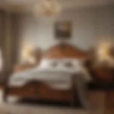 Regal Wood Essence Elegant wooden king frame in a luxurious bedroom setting