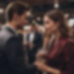 Two individuals networking at a social event