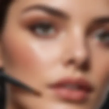 Application technique with the serum brush for precise brow enhancement.