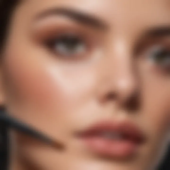 Application technique with the serum brush for precise brow enhancement.