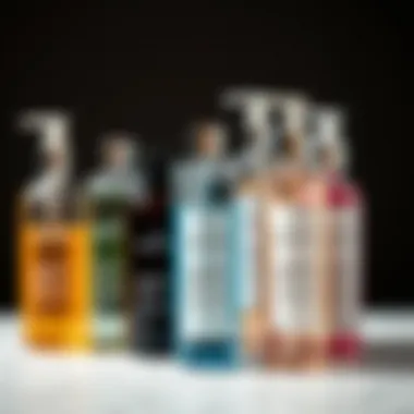 An elegantly arranged display of toners in different bottles