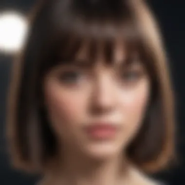 Elegantly textured bangs swept to the side