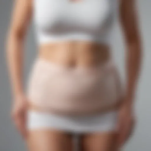 A close-up view of a maternity belly support band showcasing its adjustable features