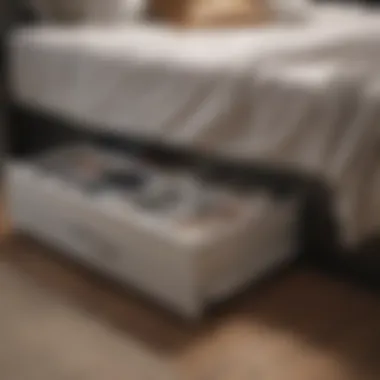Efficient Drawer Design Close-up of under bed storage drawers on wheels